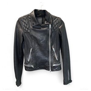 ALLSAINTS Black Leather Biker Jacket – Size US 6 – Excellent Condition